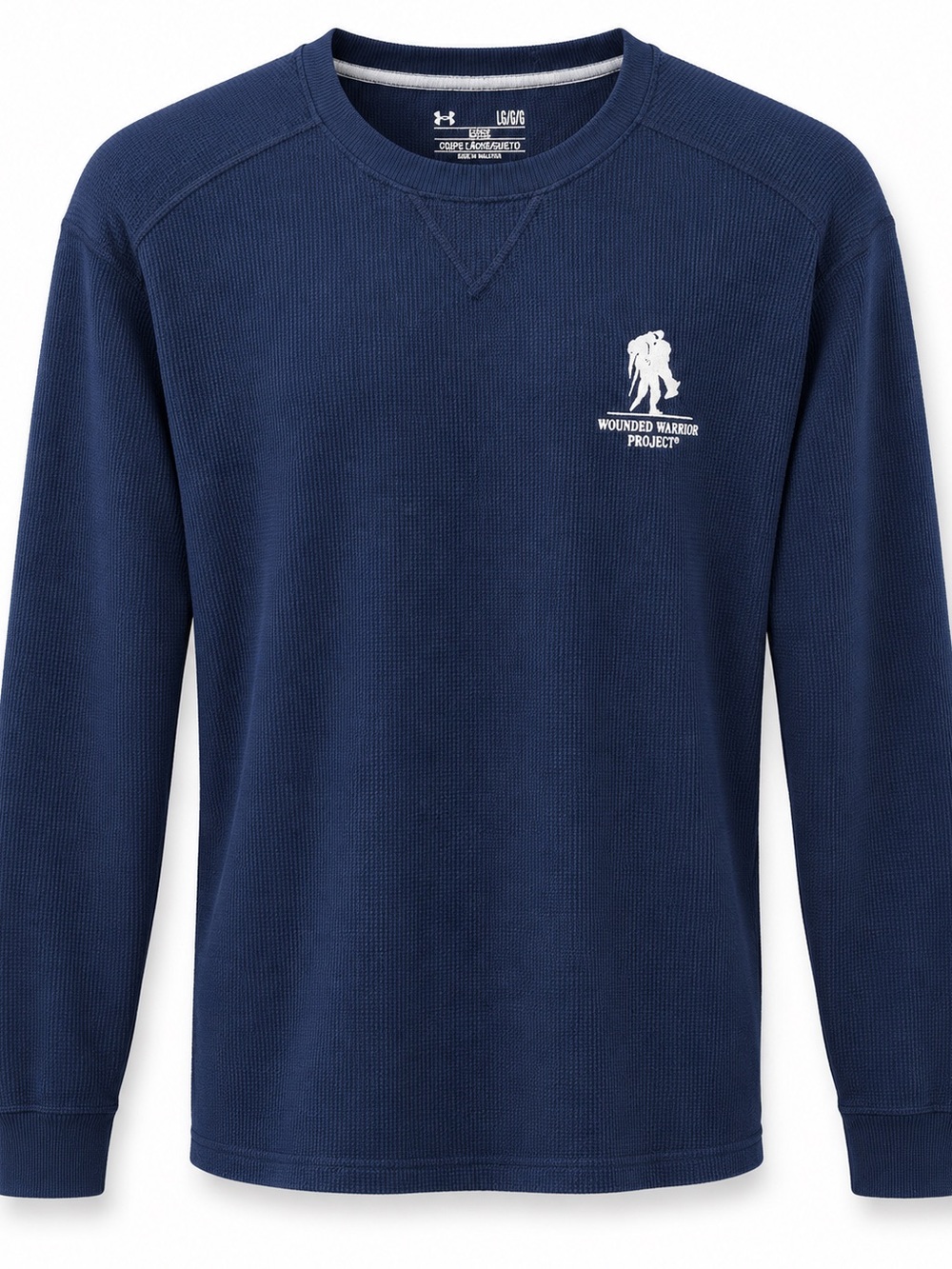 Under Armour Men’s Navy Waffle Crewneck Sweatshirt with Wounded Warrior Logo